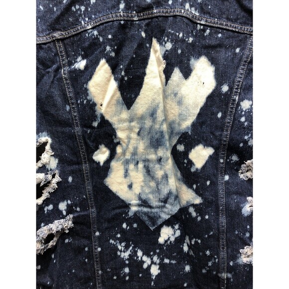 Levi Denim Sleeveless Vest Jacket Size XXL Bleached Stained Factory Destroyed - Picture 11 of 15